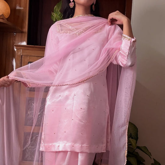 Elegant Pastel Pink Embroidered Women Suit – Party & Festive Wear