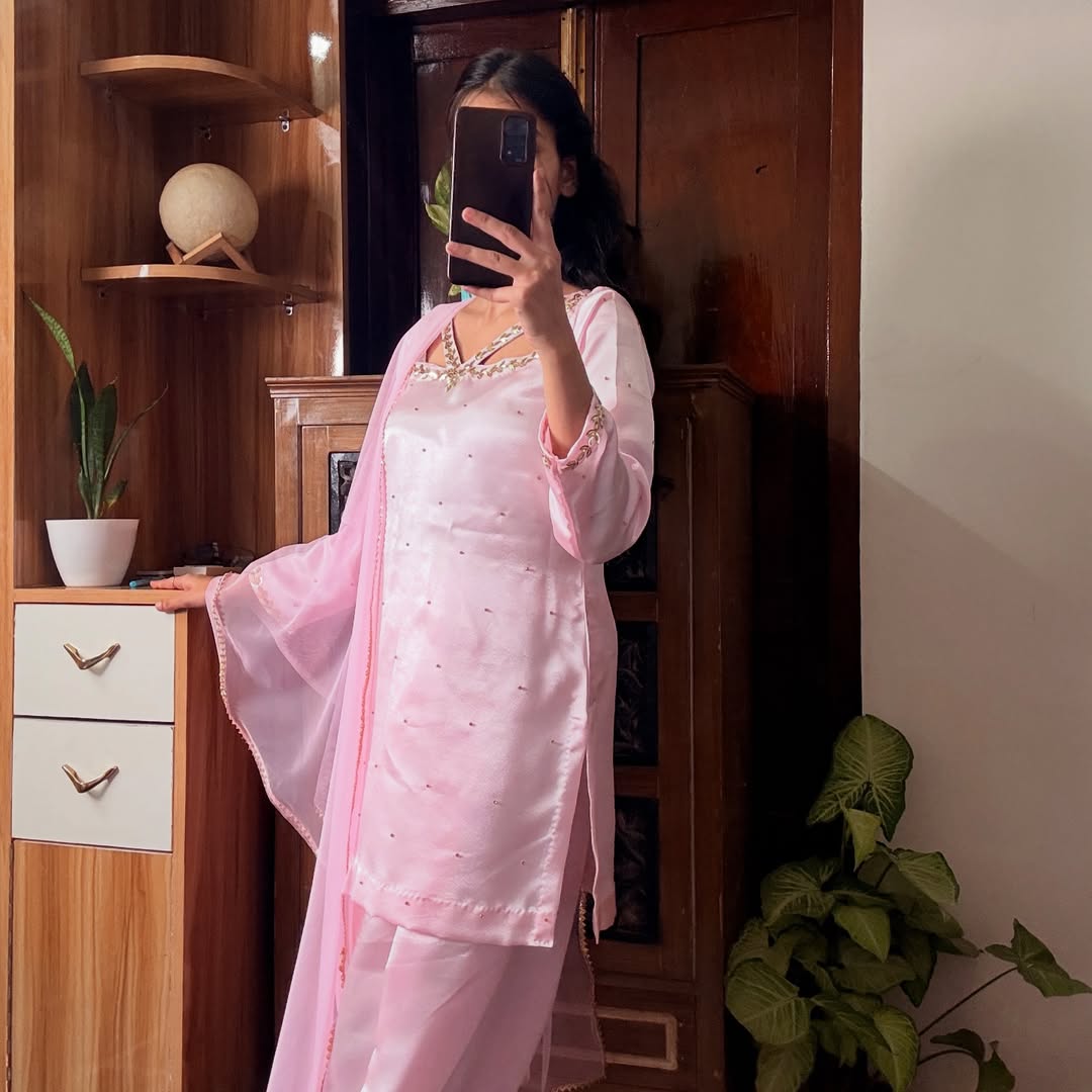 Elegant Pastel Pink Embroidered Women Suit – Party & Festive Wear