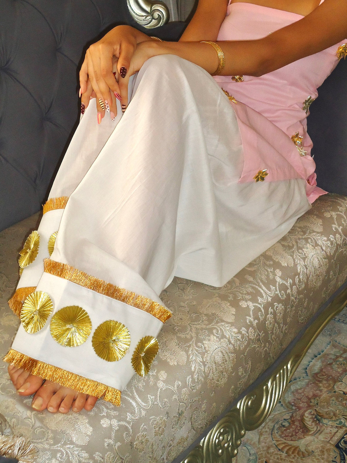 Blush Pink Georgette Embellished suit