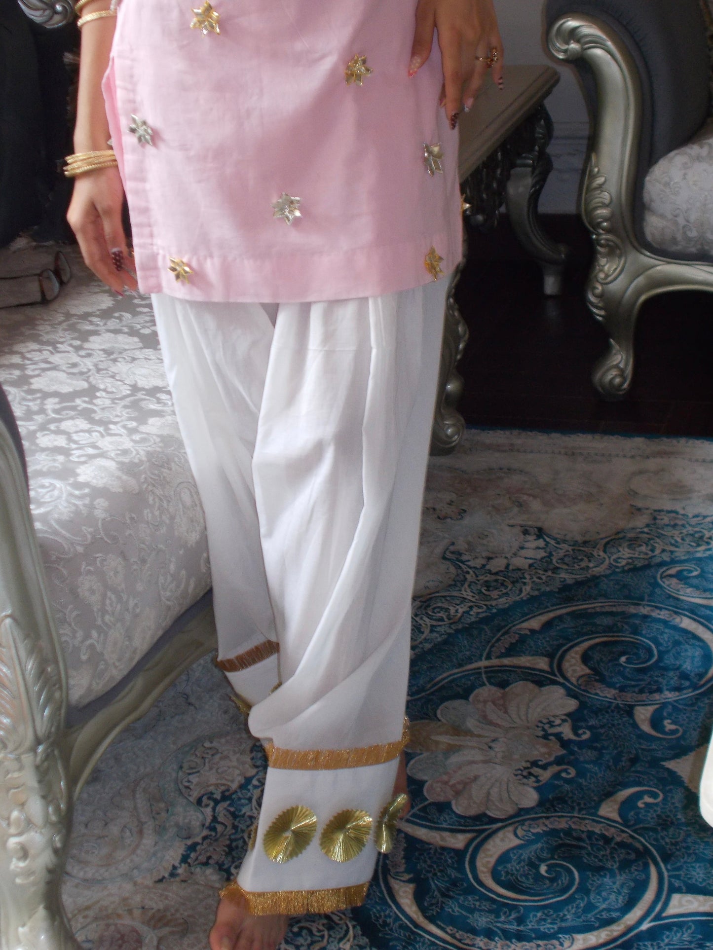 Blush Pink Georgette Embellished suit