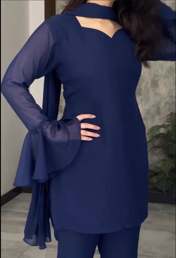 Navy Grace Flared Sleeve Suit