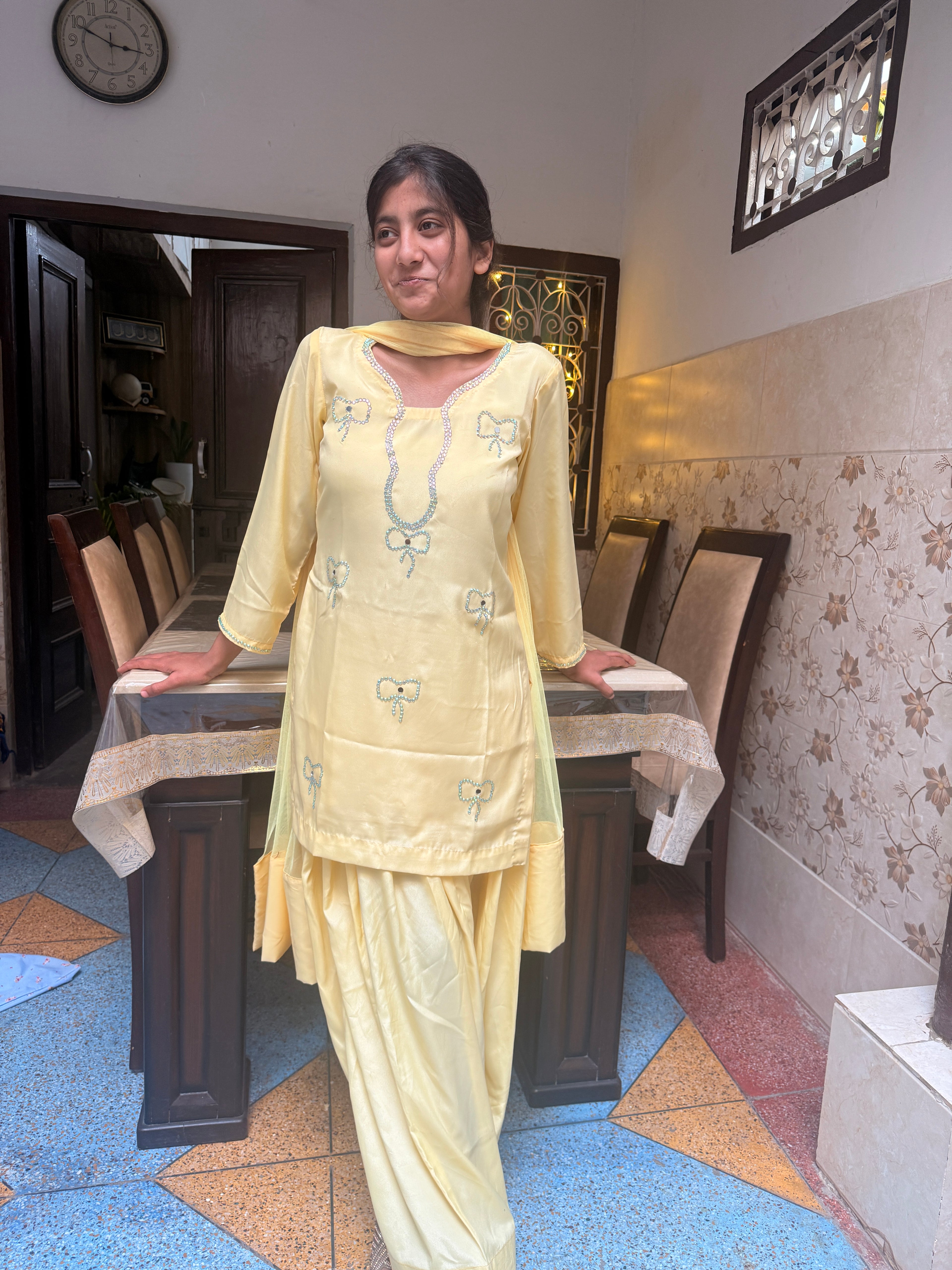 Elegant Yellow Embroidered 3-Piece Suit