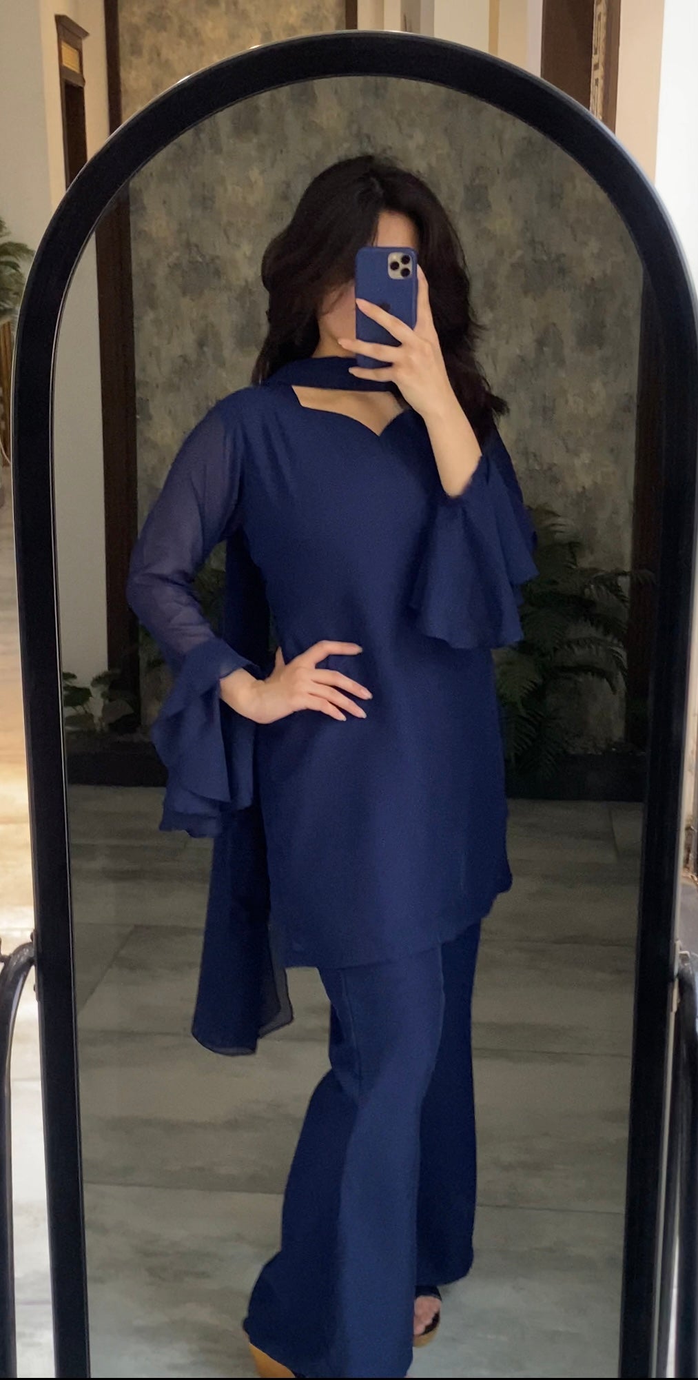 Navy Grace Flared Sleeve Suit