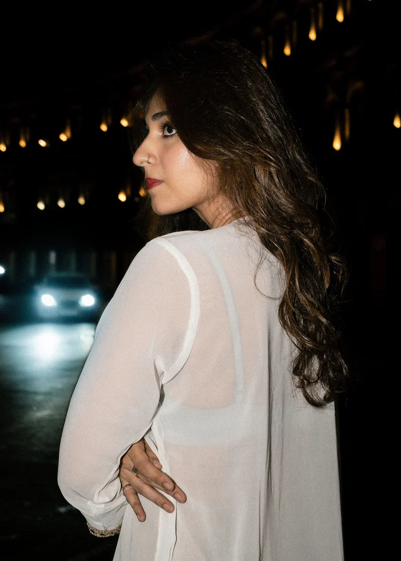 White Cream Aaina Kurti