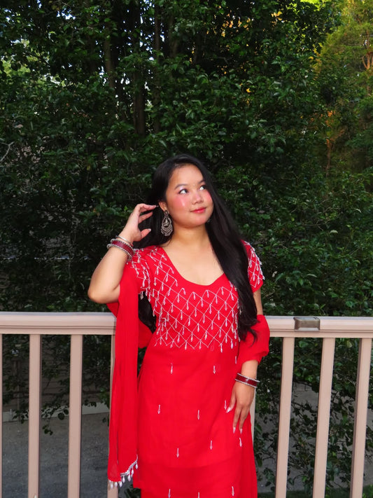 Elegant Red Ethnic Kurta Set | Party & Festive Wear