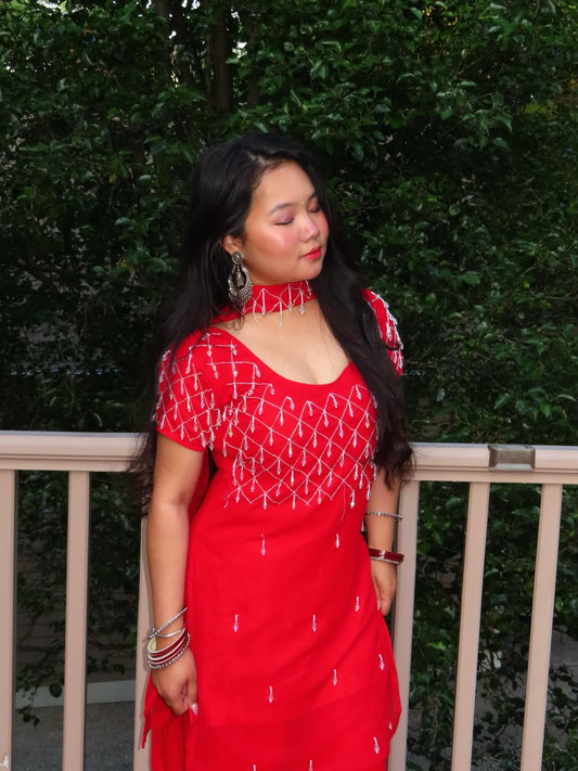 Elegant Red Ethnic Kurta Set | Party & Festive Wear
