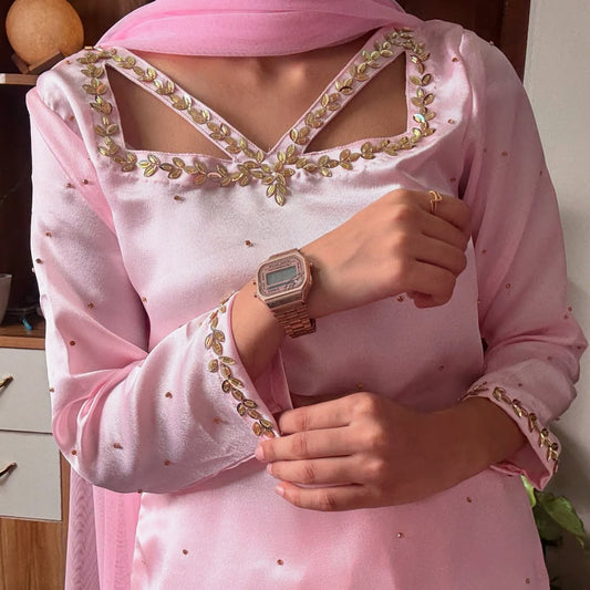 Elegant Pastel Pink Embroidered Women Suit – Party & Festive Wear