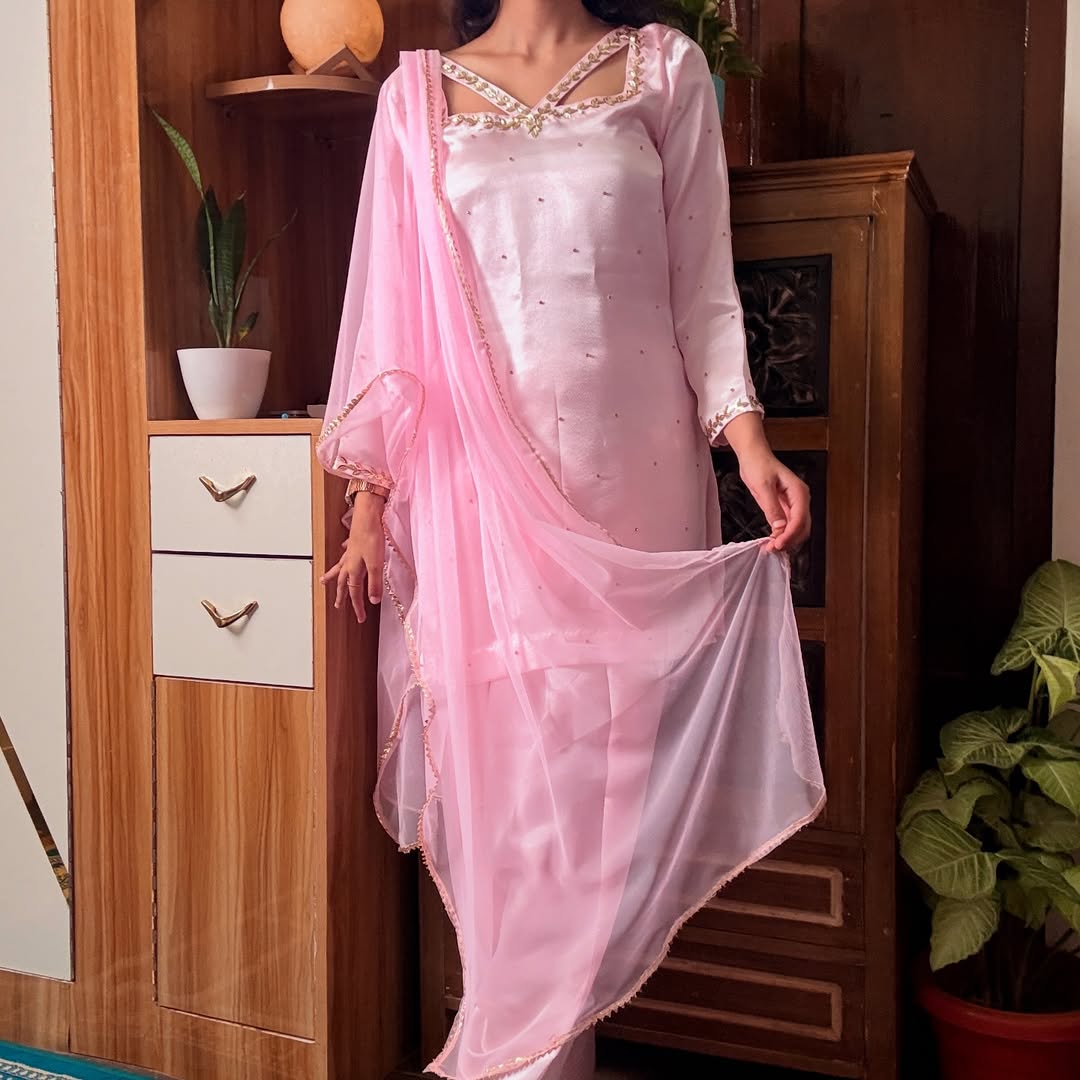Elegant Pastel Pink Embroidered Women Suit – Party & Festive Wear